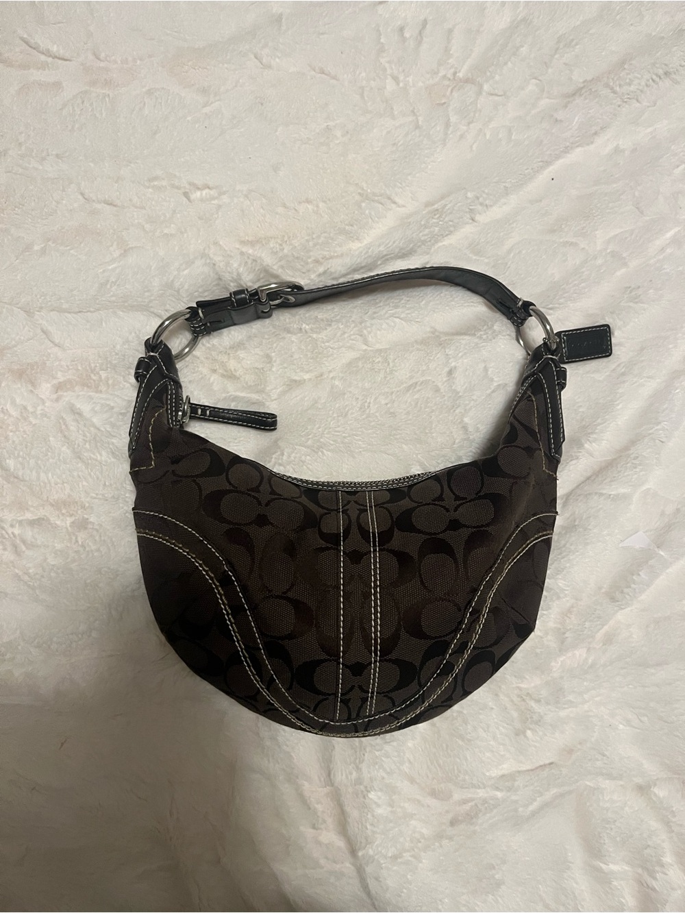 10073 Brown vintage Coach Soho Signature Small Hobo Bag